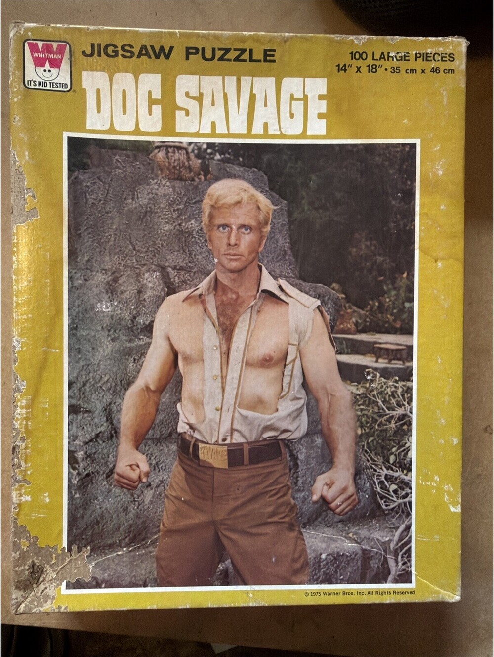 1975 Whitman Doc Savage Ron Ely Jigsaw Puzzle 100 Large Pieces Unopened Worn